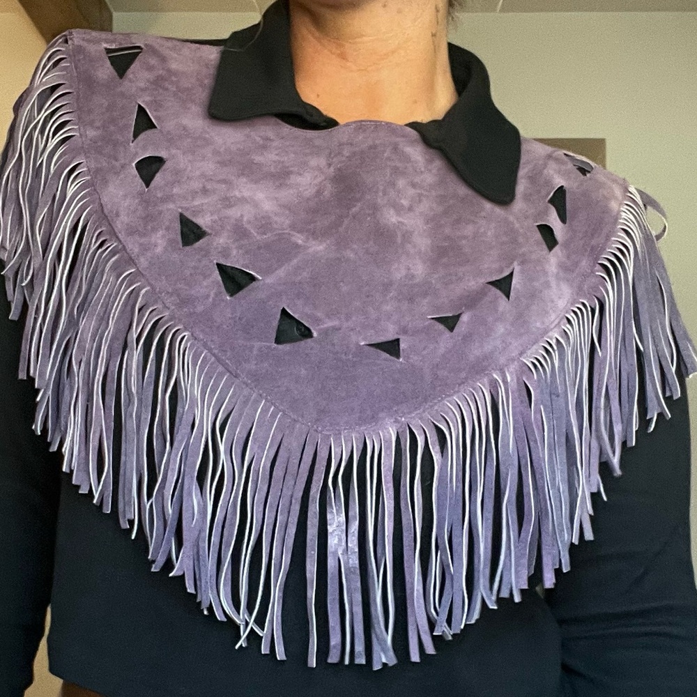 Western Purple Suede Fringe Collar